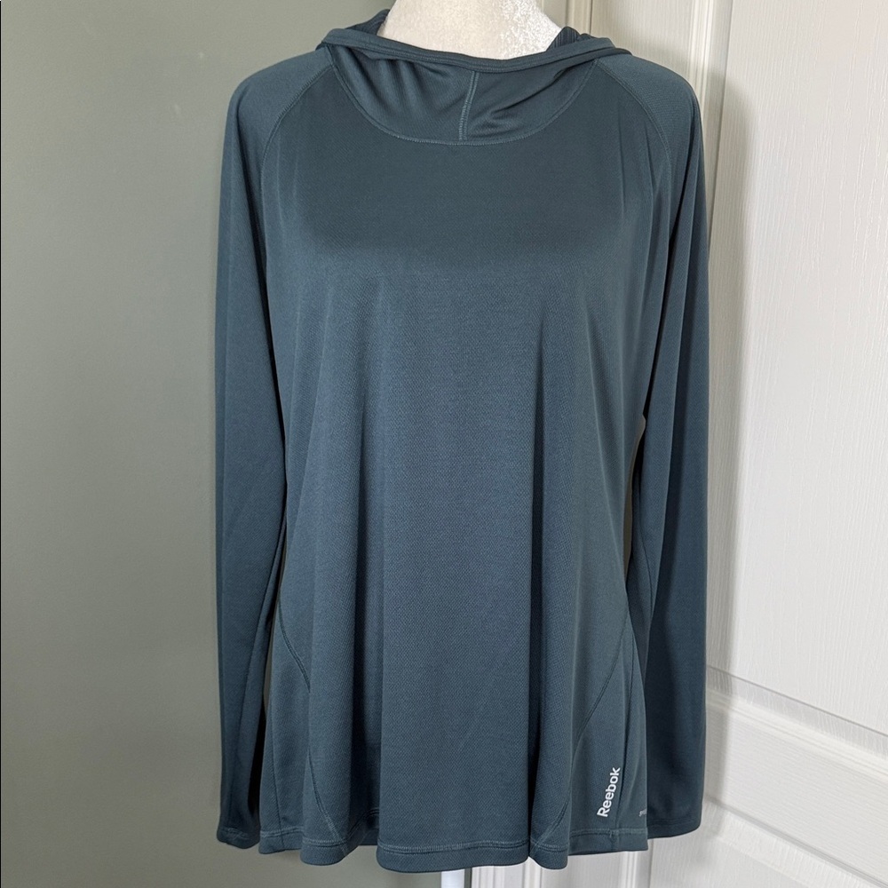 Reebok Speedwick Hooded Long Sleeve Top Women’s XL Teal Performance Shirt